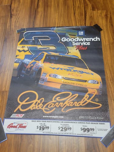Vintage GM Goodwrench Service Plus Dale Earnhardt NASCAR Advertising Poster