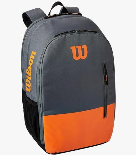 Wilson Team Tennis Racquet Backpack, 2-Racket Pocket, Orange/Gray