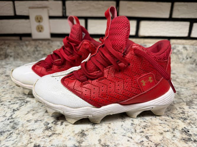 Red Kids 1Y (Big Kids / Youth) Youth Under Armour Molded Cleats (Used) Harper 9 Mid RM