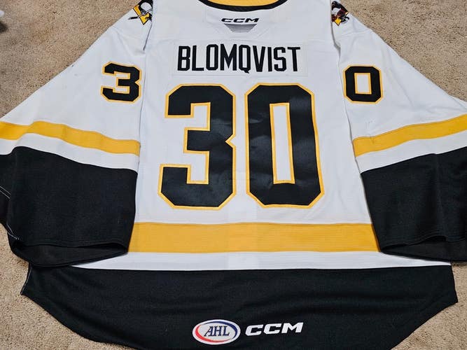 JOEL BLOMQVIST 24'25 "2nd Shutout" WBS Penguins Photomatched Game Worn Jersey