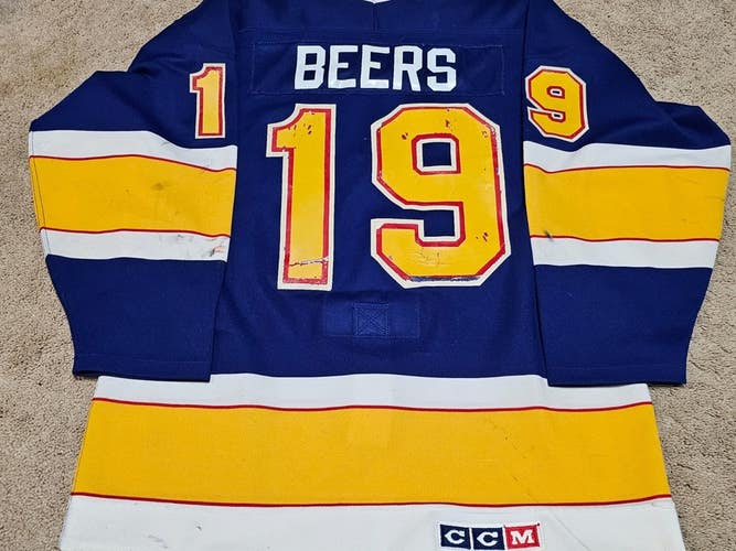 EDDY BEERS 85'86 rare style St Louis Blues NHL Game Worn Jersey w coa