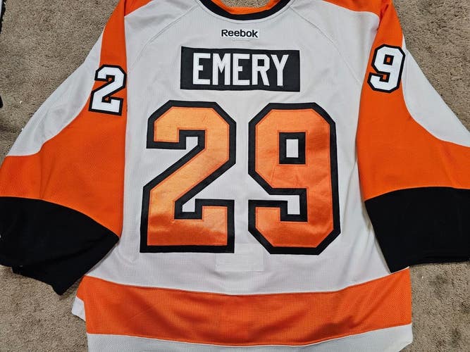 RAY EMERY 13'14 Last Career Playoff Win Flyers Photomatched Game Worn Jersey