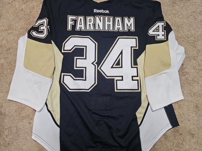 BOBBY FARNHAM 14'15 Black Pittsburgh Penguins Rookie NHL Game Worn Jersey