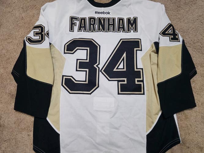 BOBBY FARNHAM 14'15 1st Game + Fight Pittsburgh Penguins Rookie Game Worn Jersey