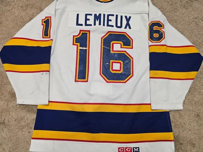 JOCEYLN LEMIEUX 86'87 ROOKIE rare style St Louis Blues White Game Worn Jersey