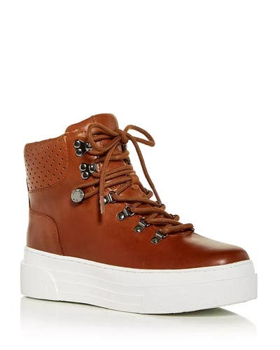 J/Slides Adele Boots Mens US 11 Brown Leather Lace-Up Ankle Platform JOBB1257