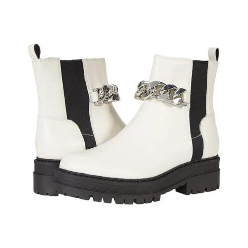 Marc Fisher Parrie Boots Women's 7.5 White Leather Pull On Ankle Chelsea JOBB923