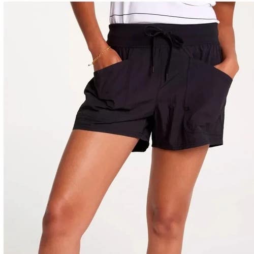 Calia Shorts Women's Small Black Crinkle Patch Pocket Drawstring Waist SRT342