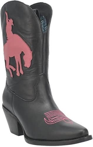 Dingo Let 'Er Buck Women's US 6 Black Leather Almond Toe Western Boots JOBB1120