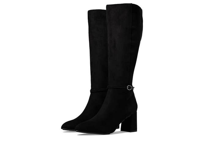 Anne Klein Brenice Boot Women US 10 Black Suede Buckle Detail Knee High JOBB1250