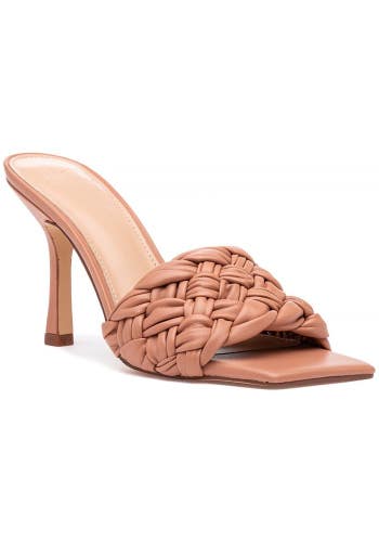 Marc Fisher LTD Draya Sandals Womens US 7.5 Macaroon Leather Square Toe JOBB1089