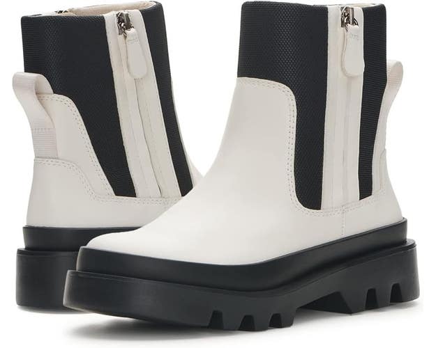 Vince Camuto Kaskona Boots Women 6 Coconut Cream Zipper Round Toe Ankle JOBB1170