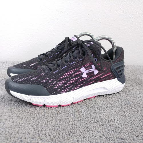 Under Armour Charged Rogue Girls Size 6Y Running Shoes Pink Black Trainers