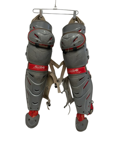 Used All Star LG40WPRO Catchers Leg Guards Grey And Red Adult 11692-S000148183