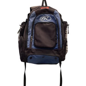 Used Rawlings TEAM BACKPACK BB/SB Player Carry Bag Black And Carolina Blue 11443-S000204265