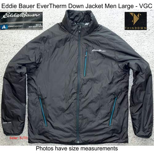 Eddie Bauer First Ascent EverTherm Thin Down Jacket Black Men Large - VGC