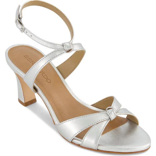 Bernardo Neera Sandal Women 9 Silver Metallic Leather Knotted Spool Heel JZZ1152