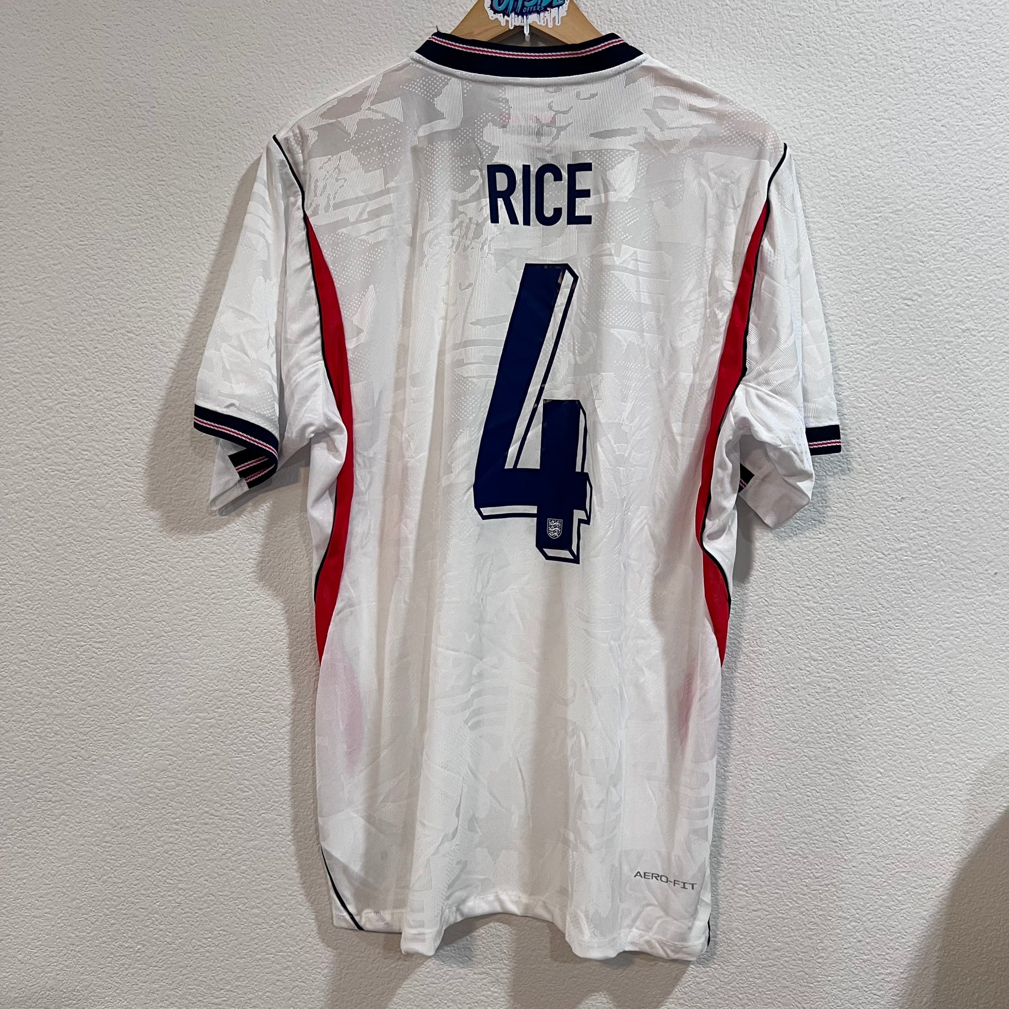 England #4 Rice World Cup home jersey xxl slim | SidelineSwap
