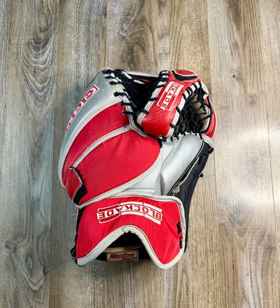 CCM Red/White Hockey Goalie Catcher Glove - Used, Senior Regular