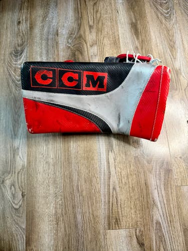Vintage CCM Red Hockey Goalie Catcher Glove - Senior Full Right, Used
