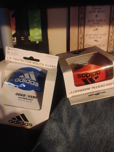 new adidas quad vent football mouth guard one size fits all red or blue