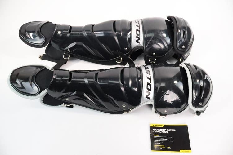 Easton Gametime Elite 3 Catcher's Leg Guards Intermadiate Age 12-15 BLK NEW Read
