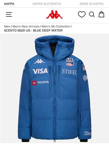 Kappa US SKI TEAM 6CENTO STIFFEL Blue Men's Adult Large Jacket (Used)