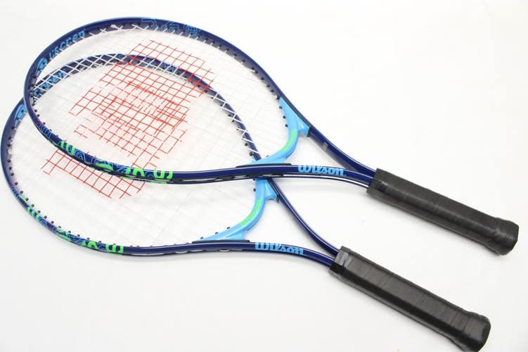 SET OF 2: WILSON US OPEN 25 JUNIOR TENNIS RACQUETS (3 7/8) DEMO RACQUETS
