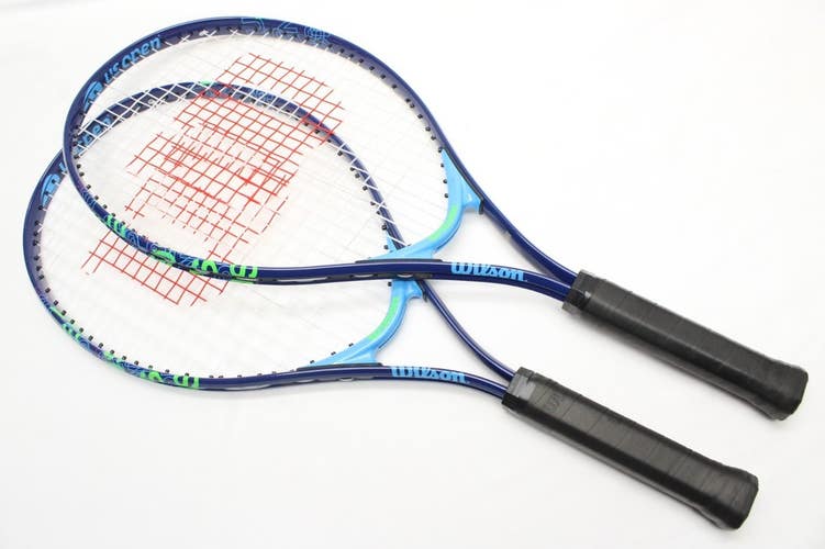 SET OF 2: WILSON US OPEN 25 JUNIOR TENNIS RACQUETS (3 7/8) DEMO RACQUETS