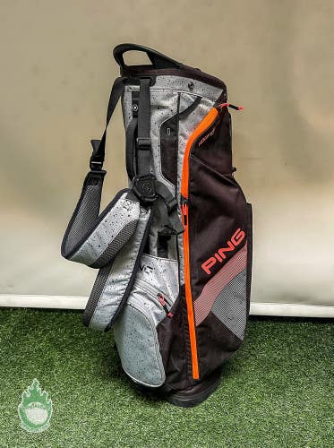 Used PING Hoofer Lite Black/Stone/Orange Golf Stand Bag Dual Backpack Straps