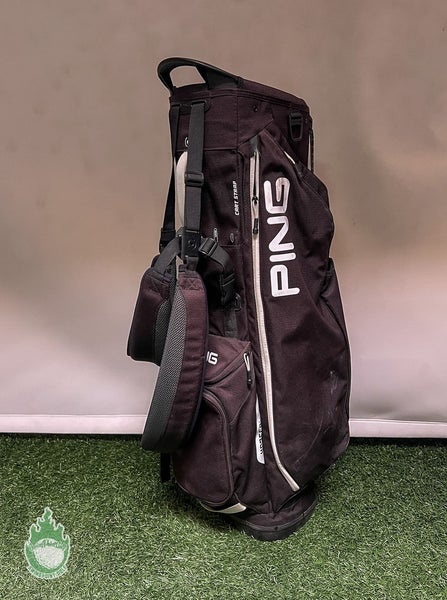 Used PING Hoofer Lite Black/White Golf Stand Bag Dual Backpack Straps