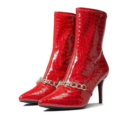 Juicy Couture Tommi Women's US 8 Red Snakeskin Stiletto Heel Ankle Boots RHS7329