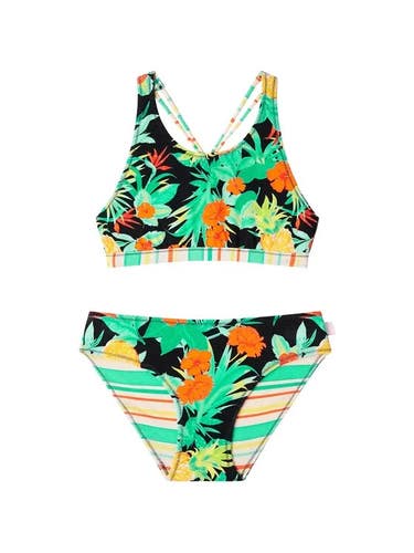 Seafolly KIds Crop Tank Bikini Set Girls 14 Tropical Nights Swimwear ERK765