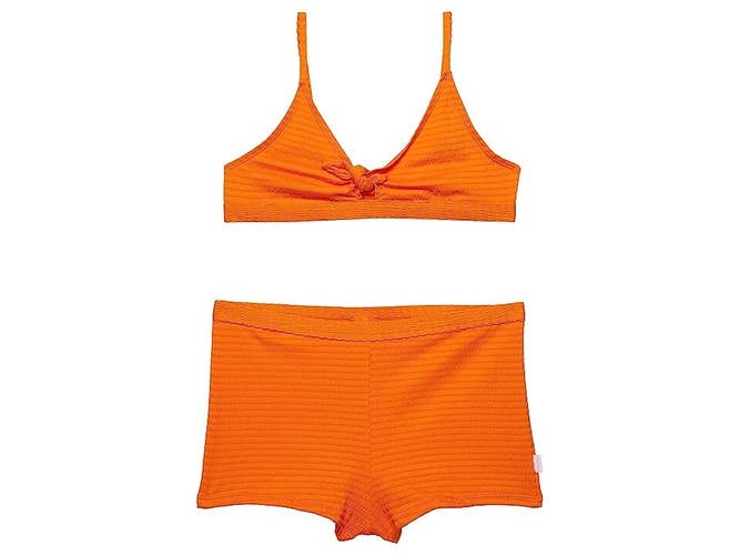 Seafolly Papillon Bikini Top Girls 10 Orange Stretch Two-Piece Swimwear ERK771