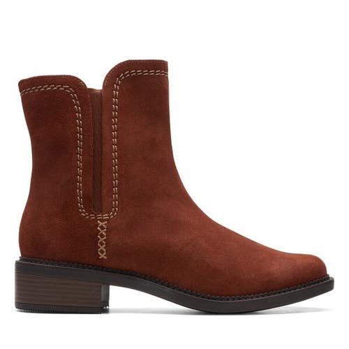 Clarks Maye Zip 26168048 Boots Women's US 6 Brown Suede Pull-On Bootie KHD899