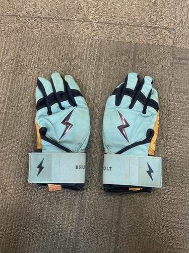 Used BRUCE BOLT BB/SB Batting Gloves Carolina Blue SM 11614-S000233309