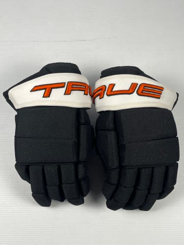 New 13.5” True Pro 4 Roll Pro Stock Hockey Gloves - Black/White/Orange