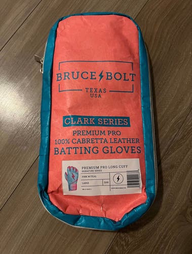 Bruce Bolt Max Clark Signature Series Long Cuff Batting Gloves - Pink/Teal Large