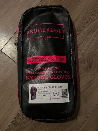 Bruce Bolt Bear Series Long Cuff Batting Gloves - Hot Pink Youth Large
