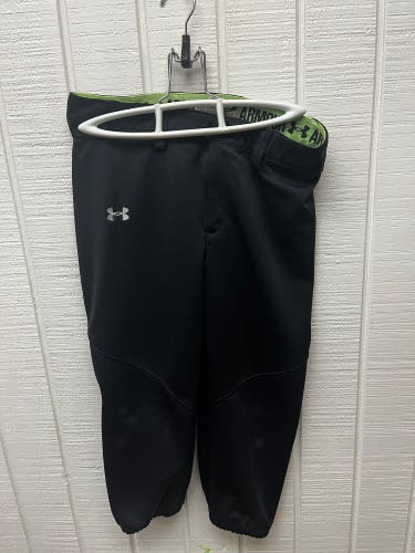 Under Armour Youth Large Black Baseball Pants HEATGEAR Dual Back Pockets Kids