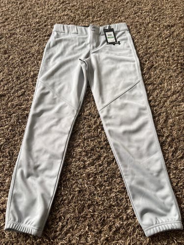 Gray Large Youth Under Armour Game Pants (New)