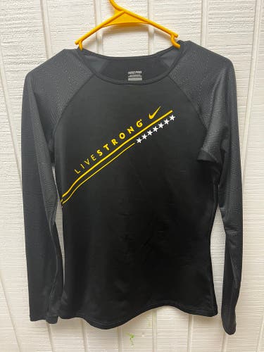 Nike Pro Women’s Medium LIVESTRONG Shirt LS Black/Yellow Activewear Fitness