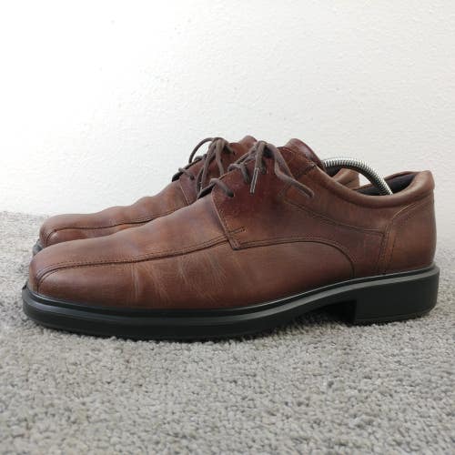 ECCO Helsinki 2.0 Mens Size 44 EU Bike Toe Oxford Shoes Brown Leather Lace Up