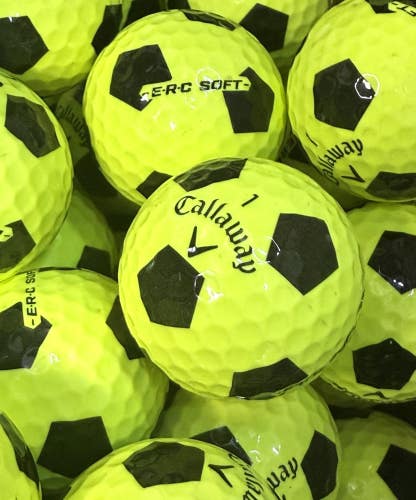 6 Premium AAA Yellow Soccer Callaway ERC-Soft Used/ Recycled Golf Balls