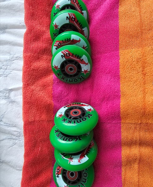 Konixx Triton Outdoor 82A Hardness Roller Hockey Wheels – (4) 76mm / (4) 80mm w/ (8) ABEC 9 Bearings