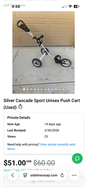 Golf cart bundle Cascade Sport cart and Linksman Blue Unisex Push Cart (Used)