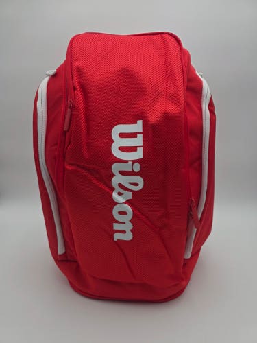 Wilson Super Tour Tennis Backpack 2025 Red/White Holds 2 Rackets (NEW)