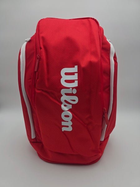 Wilson Super Tour Tennis Backpack 2025 Red/White Holds 2 Rackets (NEW)