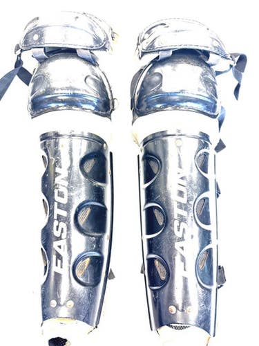 Used Easton 2 KNEE GUARD Catchers Leg Guards Black Adult 11860-S000306249