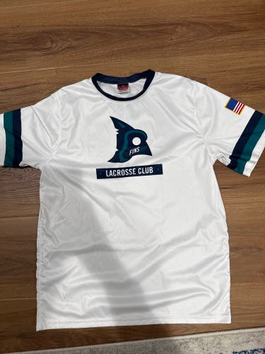 Fins Lacrosse club White Large Men's Alleson Shirt (Used)